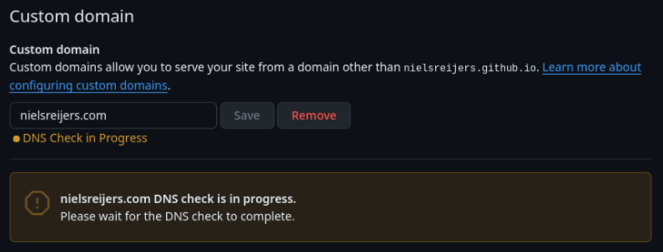 GitHub custom domain checking
