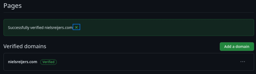 GitHub domain verified